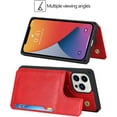 thumbnail image 3 of for iPhone 13 Pro Max Luxury PU Leather Case with Card Holder,Cash Slots,Stand Function Back Wallet Case Flip Wrist Strap Double Magnetic Clasp Durable Case for iPhone 13 Pro Max 6.7",Red, 3 of 14
