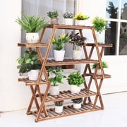 Large Pine Wood Plant Stand Indoor Outdoor Garden Flower Shelf 8 Tiers for Multiple Pots