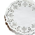 thumbnail image 3 of 150 servilletas de papel redondas de encaje blanco desechables con flores huecas, papel absorbente de aceite para frituras, pizzas, postres y pasteles. 150 servilletas de papel absorbente de aceite., 3 of 11