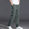 thumbnail image 2 of successthop Cargo pants for Mens and Big Mens Fleece Elastic Waist Solid Workwear with Multiple Pockets Casual Trousers, 2 of 9