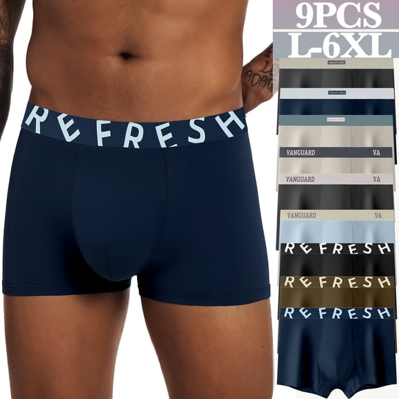 Mens Trunks Underwear Cotton Boxer Briefs Short Leg Comfortable Underpants 9 Pack