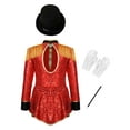 thumbnail image 2 of Lejafay Vêtements de Cirque pour Filles, Robe Justaucorps à Manches Longues avec Franges et Chapeau, Gants Rouges 16, 2 of 6