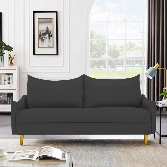 Modern Sofa Couch, Upholstered 2-Seat Loveseat Sofa for Living Room, Bedroom, Small Space, Office, Dark Gray
