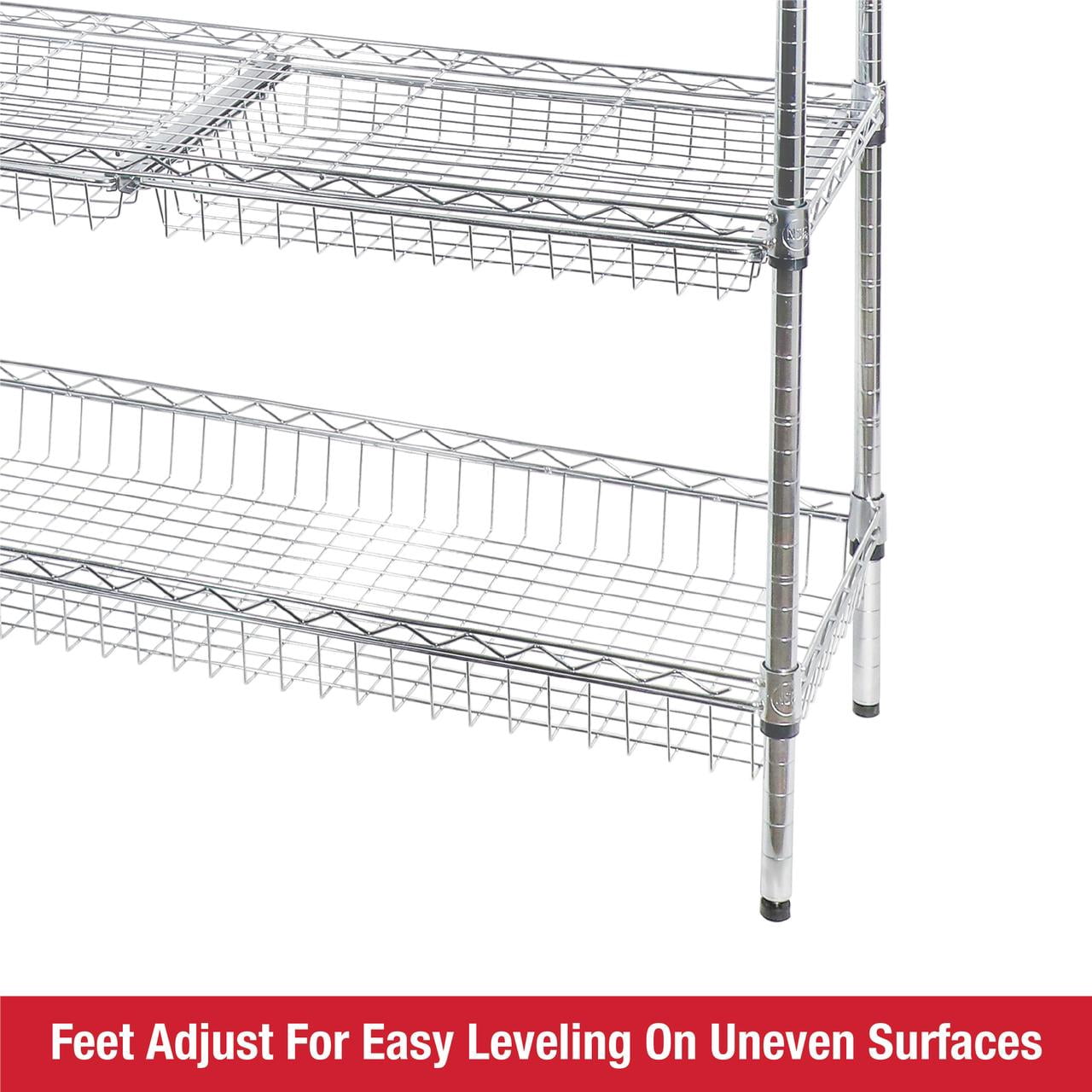 Rubbermaid 5-Tier Deluxe Heavy Duty Chrome Wire Shelving Unit with Drawers & Basket, 1520lb Capacity