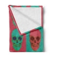 thumbnail image 2 of Modern Soft Flannel Fleece Throw Blanket, Skull Pattern with Digital Effects Gothic Dead Anatomy Illustration, Cozy Plush for Indoor and Outdoor Use, 70" x 90", Jade Green Magenta, by Ambesonne, 2 of 5