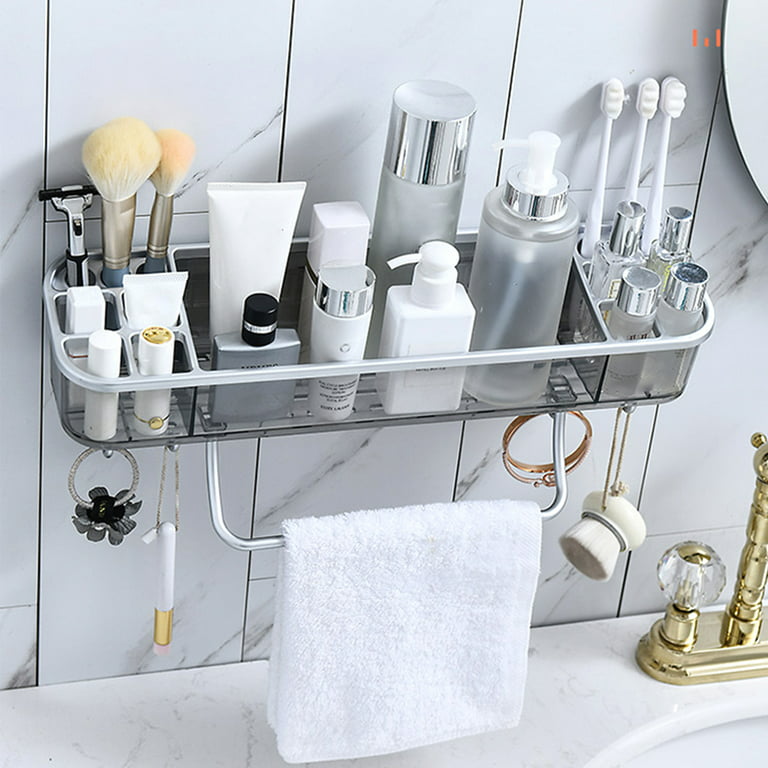 Shower Caddy Wall-mounted Shower Shelf Multifunctional Waterproof Shower  Organizer with Towel Bar Hooks No Drilling Shower Storage Rack Bathroom