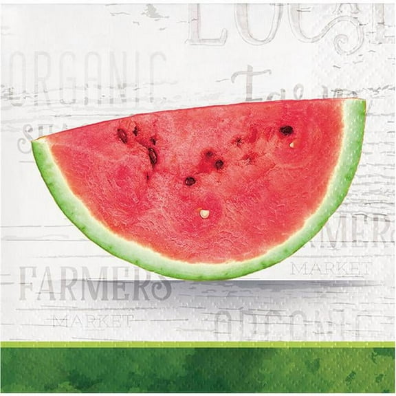 Farm Fresh Watermelon 16 Ct Beverage Napkins Paper