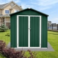 thumbnail image 4 of 4x6 FT Outdoor Metal Storage Sheds with Apex Roof,Single-Storey Waterproof Roofed Structure Garden Shed w/Lockable Doors,for Lawn Equipment Tool Sundries,Green+White, 4 of 12