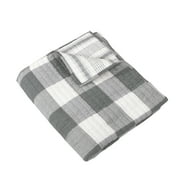 Levtex Home - Camden Grey - Quilted Throw - (50 x 60 in.) - Buffalo Check in Grey and Cream