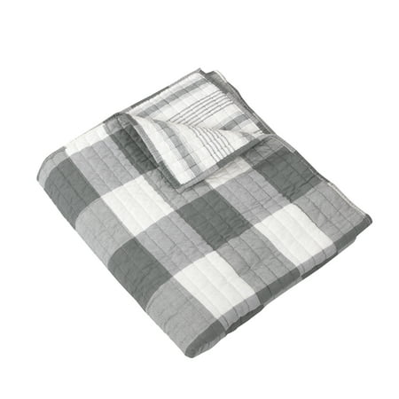 Levtex Home - Camden Grey - Quilted Throw - (50 x 60 in.) - Buffalo Check in Grey and Cream