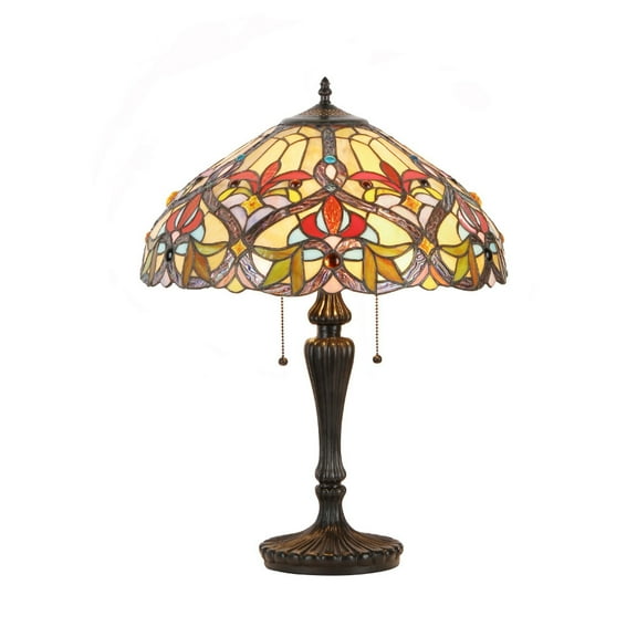 Chloe Lighting Byron Tiffany-Style 2-Light Victorian Table Lamp with 18" Shade