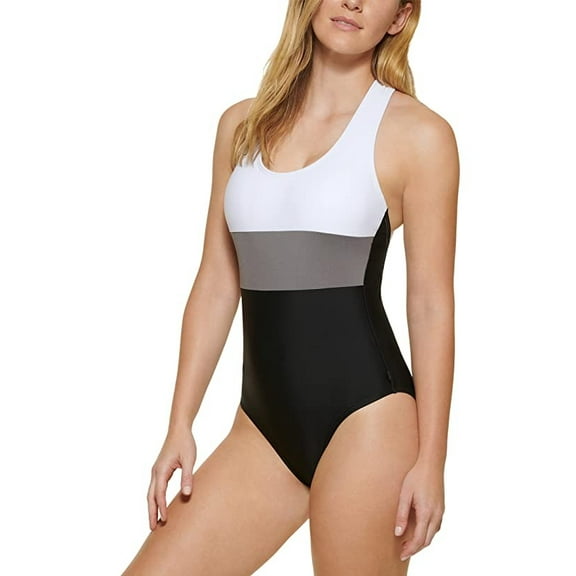 Calvin Klein BLACK Colorblock One-Piece Swimsuit, US 6
