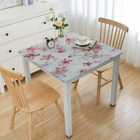 nygtbtfer Outdoor Tablecloth with Umbrella Hole & Zipper, Pink Square Tablecloth, Summer Botanical Patio Table Cover Table Cloth for Picnic/Party