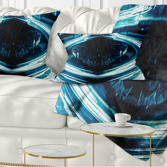 Designart Blue Light Trails - Abstract Throw Pillow - 12x20