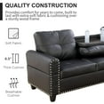 thumbnail image 5 of PonLiving Sectional Sofa, 2 Piece Living Room Faux Leather Couch with Storage Ottoman, Cup Holder, Left Facing Chaise, Black, 5 of 6