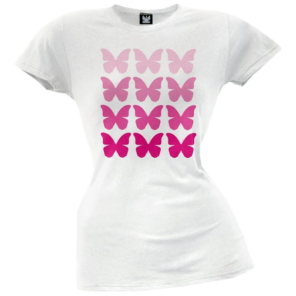 Pink Graded Butterfly Juniors T-Shirt - Large