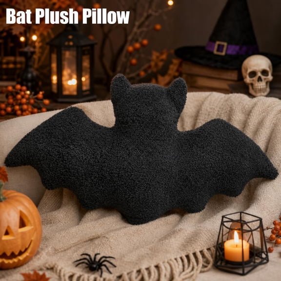 Bat Pillow Halloween Decorations Indoor Gothic Throw Pillows Halloween Bats Plush Pillow for Couch Bed, Spooky Plush Cushion Holiday Home Bedroom Office Decor Gift for Family Friends