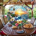 thumbnail image 2 of Ocean 2D Acrylic Art Stained Window Wall Pendant Round Disc With Chain Pendant Porch Window Decoration, 2 of 4