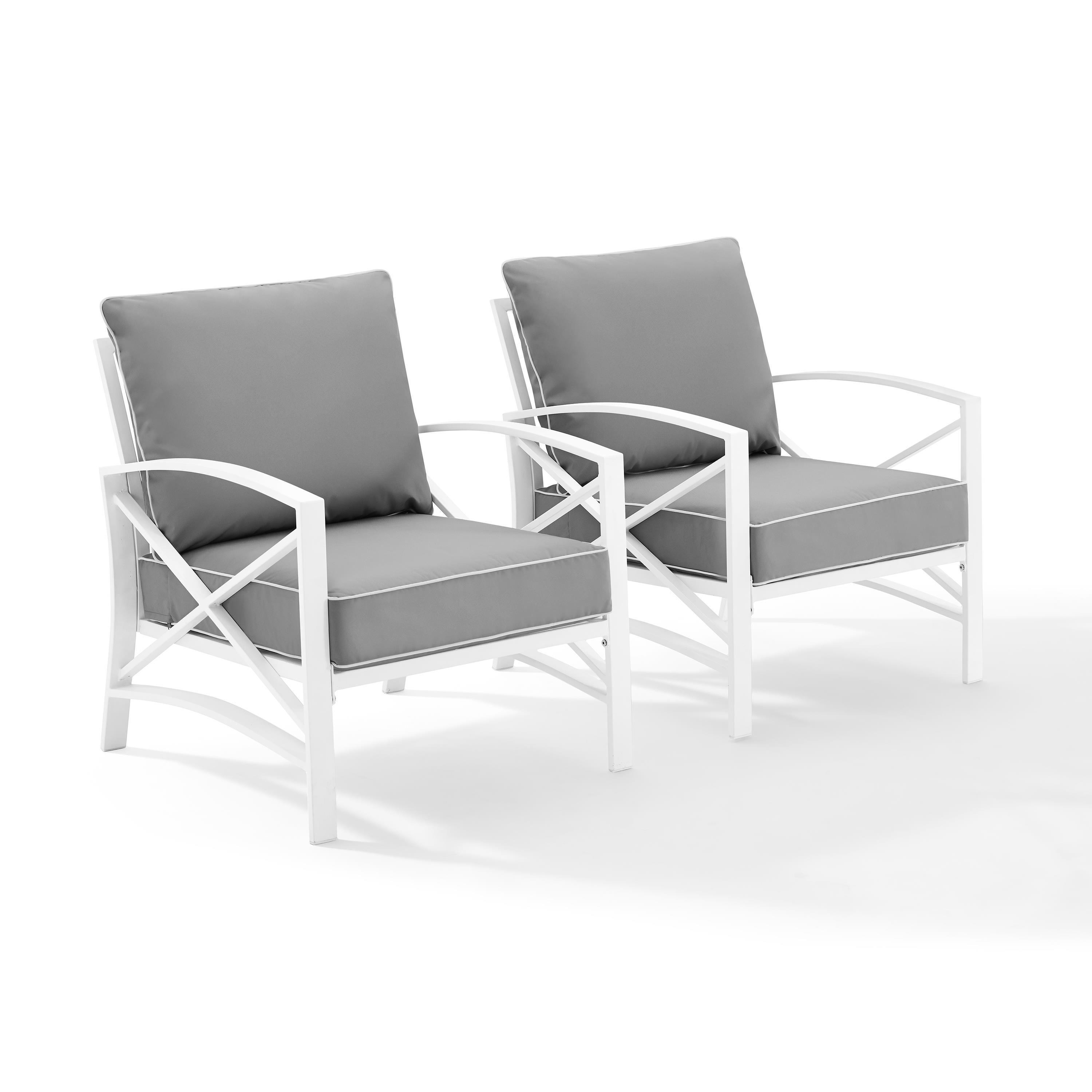 Crosley Kaplan Patio Arm Chair in Gray and White (Set of 2) - image 3 of 7