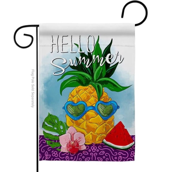 Ornament Collection G192196-BO Hello Pineapple Summertime Fun & Sun 13 x 18.5 in. Double-Sided Decorative Vertical Garden Flags for House Decoration Banner Yard Gift