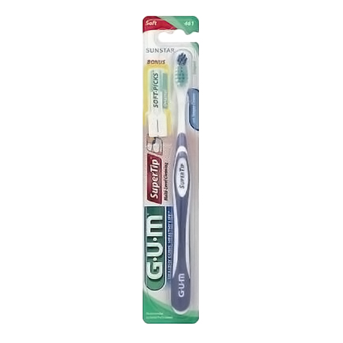 Sunstar Gum Super Tip Toothbrush Soft Compact with Soft Picks, 1 Ea