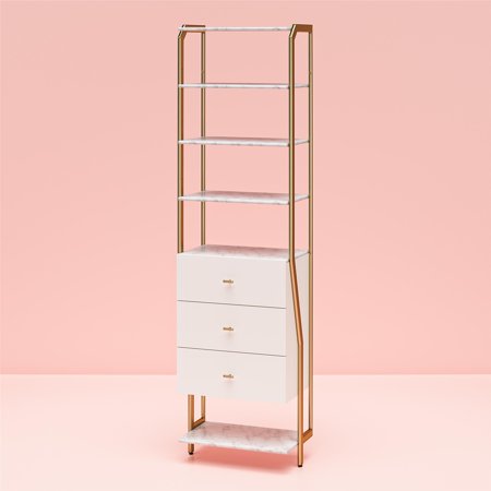 CosmoLiving by Cosmopolitan Gwyneth Closet - 3 Drawers  White Marble