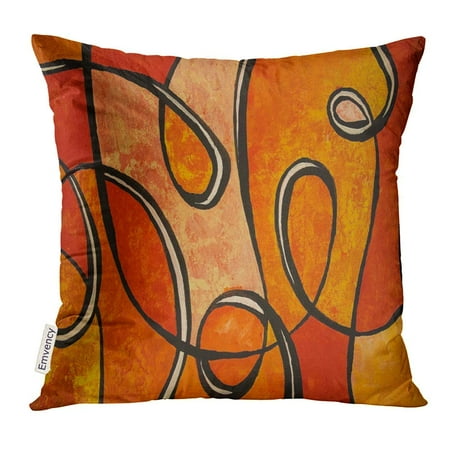 Shade Pillow - CMFUN Colorful Acrylic Close Up Photograph of Abstract Painting Swirls in Shades Orange Hand on Red Artistic Pillow Case 20x20 Inches Pillowcase