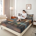 thumbnail image 4 of Homewish Vintage Paddle Full Size Sheets 4-Piece for Kids Children Teens,Lake House Breathable Bed Sheets,Blue Brown Lightweight Sheet Sets,Ultra Soft Home Decor, 4 of 7