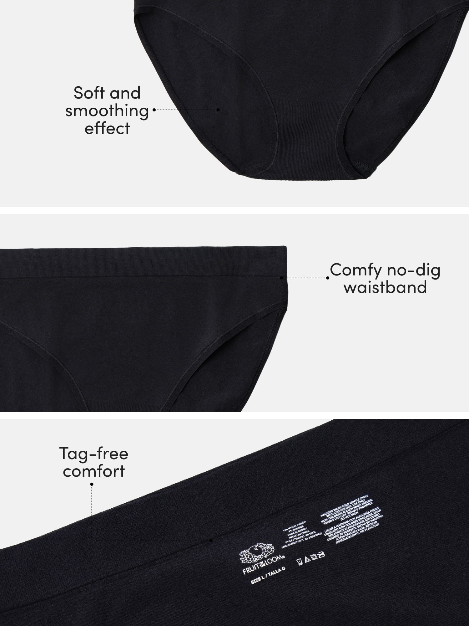 Fruit of the Loom Women's Seamless Bikini, 2-Pack, Sizes S-XXXL