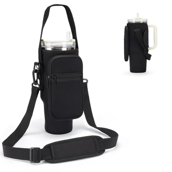 Water Bottle Carrier Bag for Stanley 40/30 oz Tumbler with Phone Pocket Neoprene Water Bottle Holder with Shoulder & Handheld Strap Stanley Cup Accessories