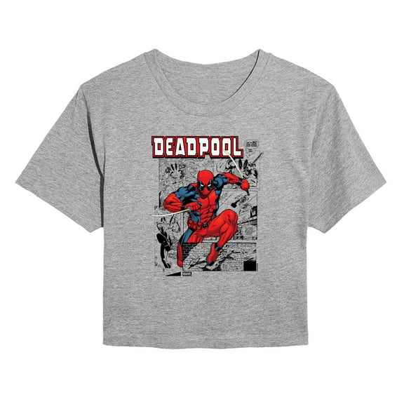 Marvel - Deadpool Comic - Juniors Cropped Short Sleeve Graphic T-Shirt