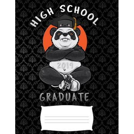 high school 2019 graduate: Funny angry panda animal college ruled composition notebook for graduation / back to school 8.5x11