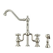 Whitehaus Collection  Twisthaus Plus Bridge Faucet with a Long Traditional Swivel Spout - Polished Nickel