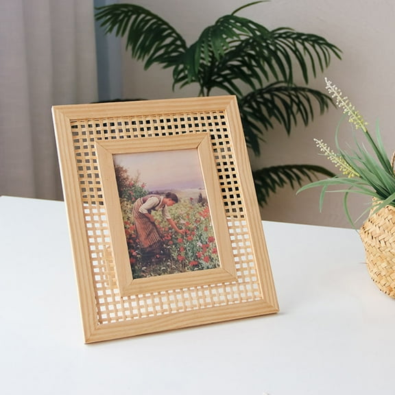 TOYMYTOY Woven Picture Frame Chocolate Wall Mountable for Home Decoration 1Pack