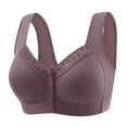 thumbnail image 2 of HVOBTTY Womens Front Closure Bra, Bras for Women, Woman's Solid Color Front Buckle Ventilate Elastic Style Medium Sized Bra without Steel Rim Purple, 44, 2 of 5