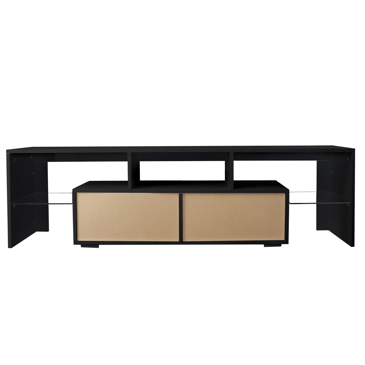Kadyn TV Console, Modern TV Stand with 20 Colors LED and Remote Control Lights, MDF Entertainment Center TV Console for TVs up to 70", Black