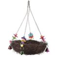 thumbnail image 2 of Columpio para pájaros - mimbre natural - con cascabeles y percha - para loros / periquitos / cacatúas / pinzones / cacatúas / guacamayos / loros grises JFHHH pequeña, 2 of 4