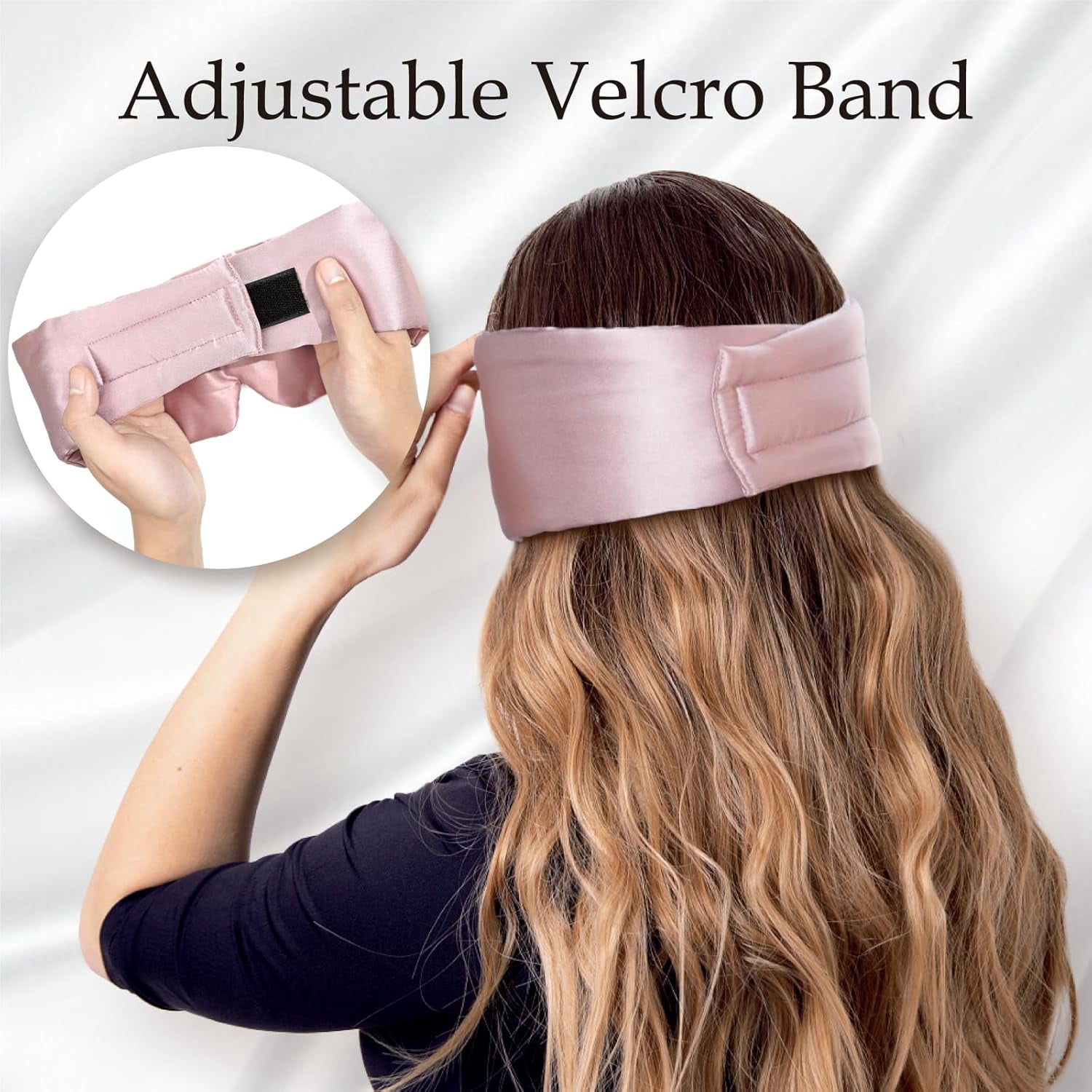 100% Mulberry Silk Sleep Mask Eye Mask for Man and Woman with Adjustable Headband, Full Size Large Sleep Mask & Blindfold for Total Blackout for All Night Sleep, Travel & Nap- Light Plum