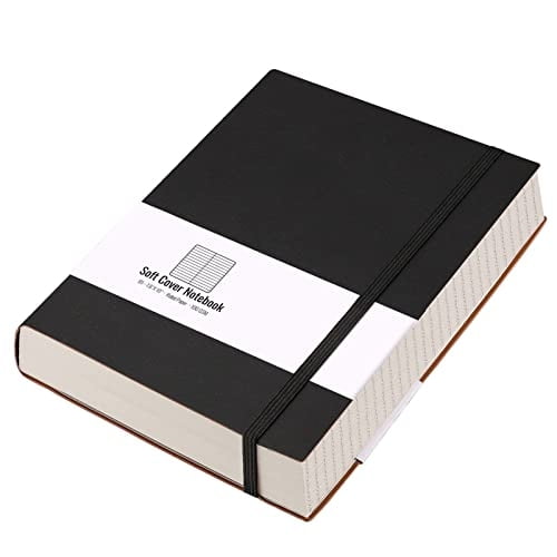 Cuaderno rayado AHGXG - 320 pág Cuadernos gruesos piel hombres, cuaderno grande B5 reglas uni, diario bíblico, papel 100gsm, tapa blanda, mujeres, trabajo y escuela, 7.6'' X 10''- Negro