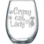 Crazy cat Lady stemless wine glass