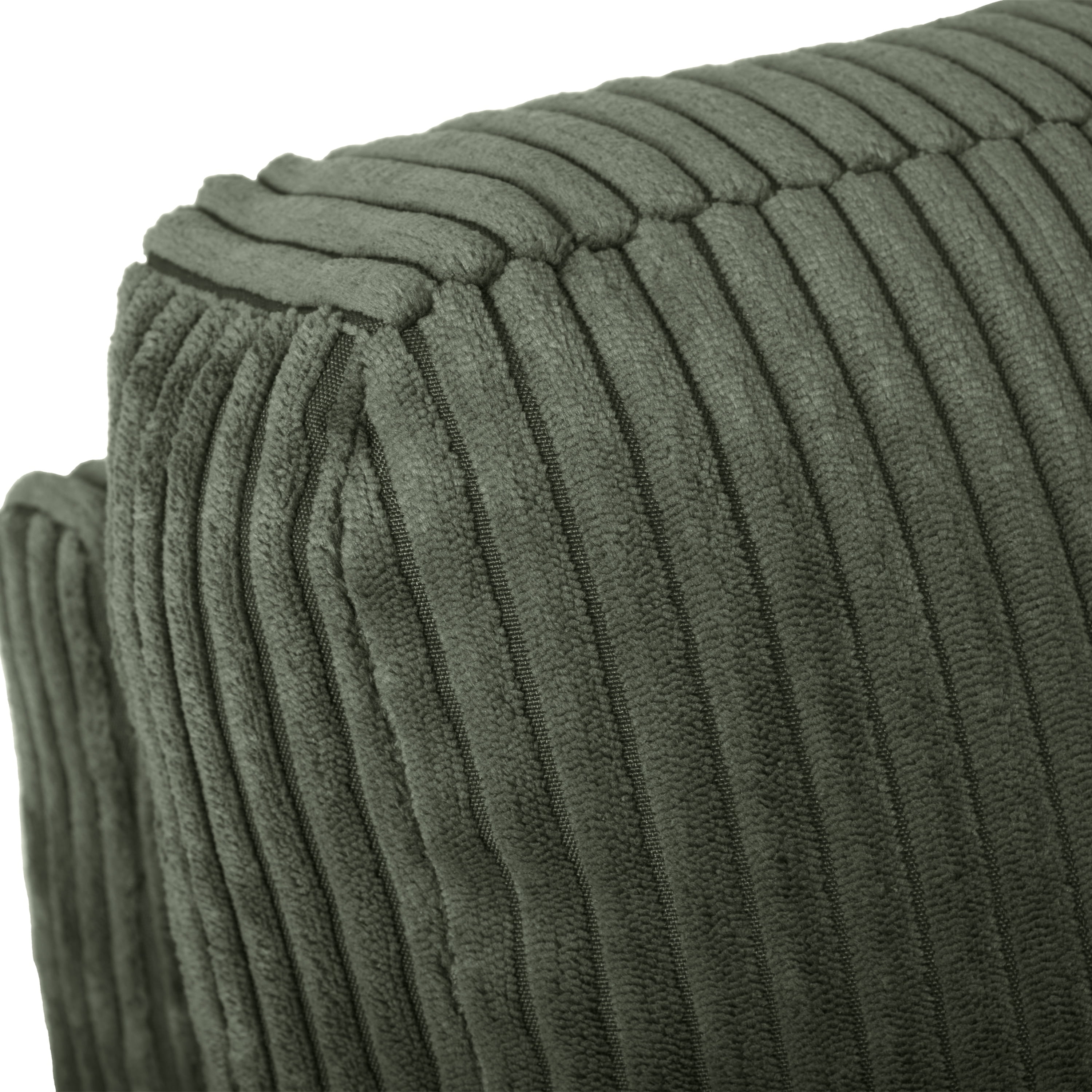 CorLiving Alton Green Corduroy Upholstered 3 Seater Sofa with Wood Legs