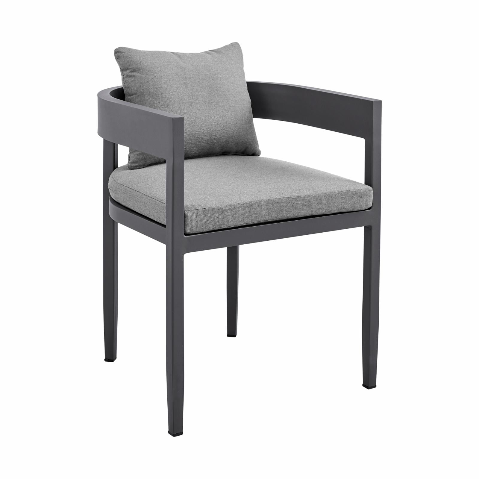 Armen Living Armen Living Argiope Fabric 19" Patio Dining Chairs in Black/Gray (Set of 2)