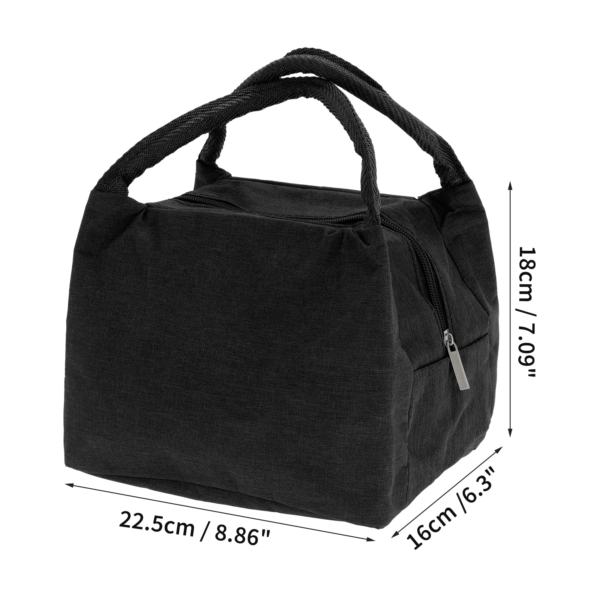 Unique Bargains Reusable Insulated Lunch Bag with Zip Closure Black 219 oz