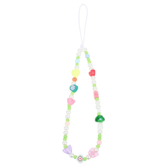 EeaseMX Abalorio para teléfono con cuentas de estilo de dibujos animados, correa de muñeca antipérdida para teléfono celular, cordón para teléfono