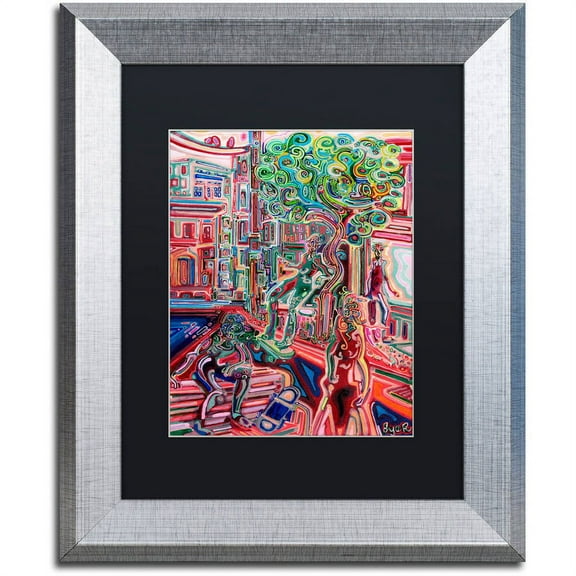 Trademark Fine Art "Sunday Skate" Canvas Art by Josh Byer, Black Matte, Silver Frame