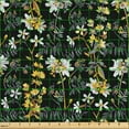 thumbnail image 2 of Ambesonne Floral Fabric by the Yard, Summer Meadow Flower Botany, 1 Yard, Mustard Grey and Black, 2 of 5