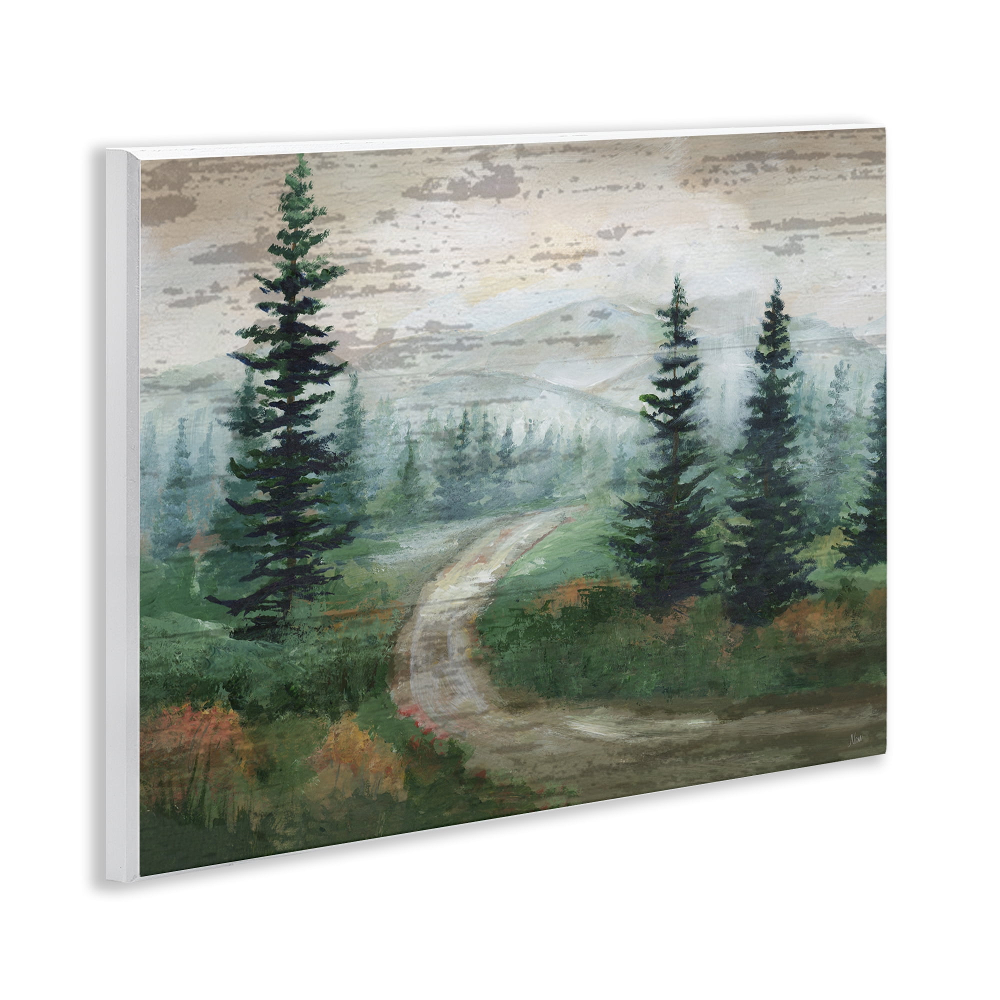 Stupell Industries Path Through Wilderness Landscape & Nature Painting Unframed Art Print Wall Art, 14 x 11