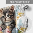 thumbnail image 5 of Easter Cat Valances for Windows Watercolor Pink Blue Yellow Eggs Spring Colorful Floral Rod Pocket Curtain Valance Window Treatment Short Curtains for Kitchen Living Room, 42"x18", 5 of 9