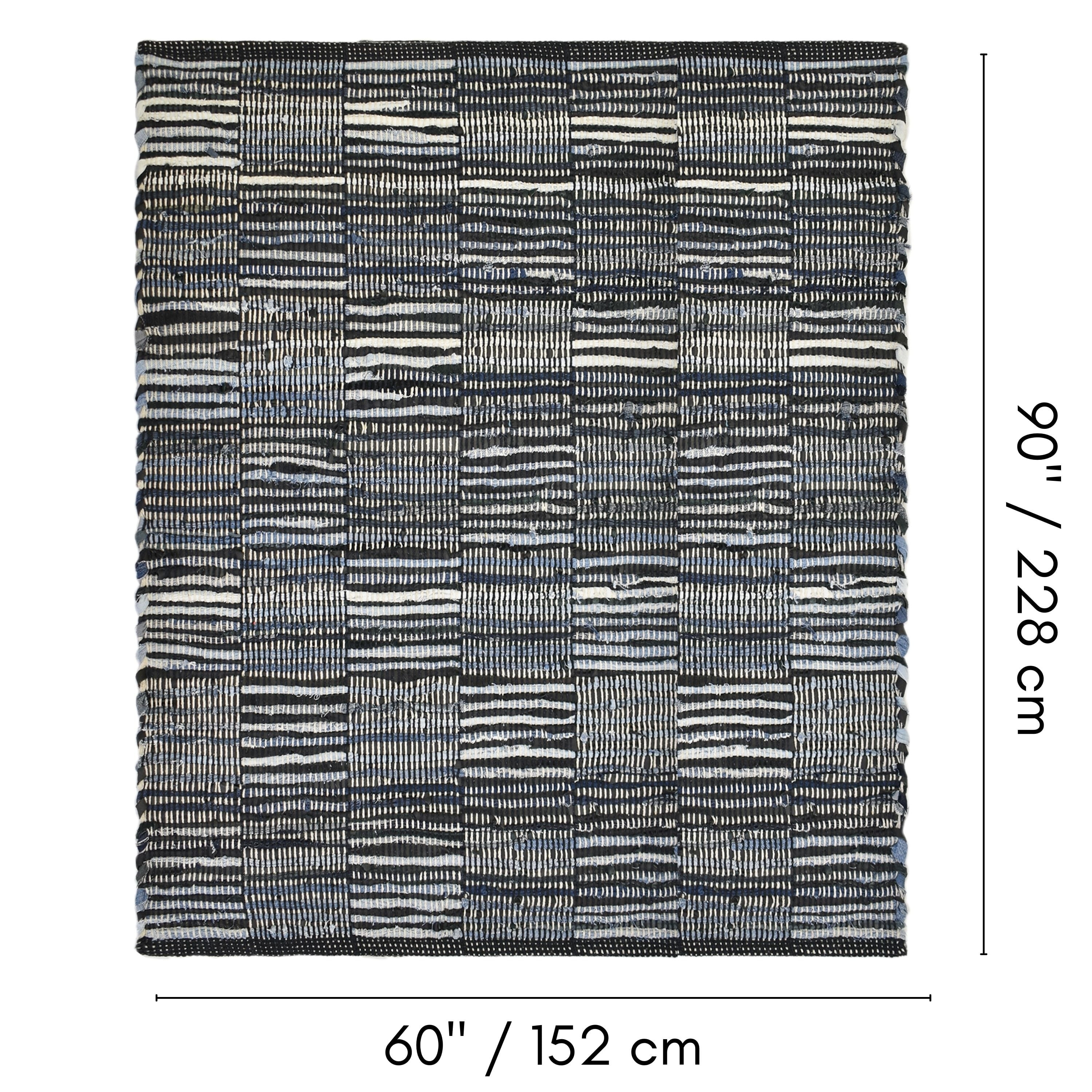 Fabstyles Handmade Recycled Denim Checker Area Rug