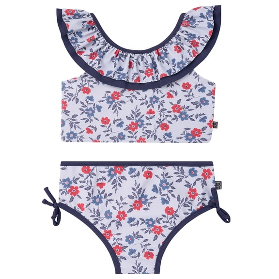 Modern Moments by Gerber Toddler Girl Two- Piece Swimsuit with Double Ruffle, Sizes 12M-5T